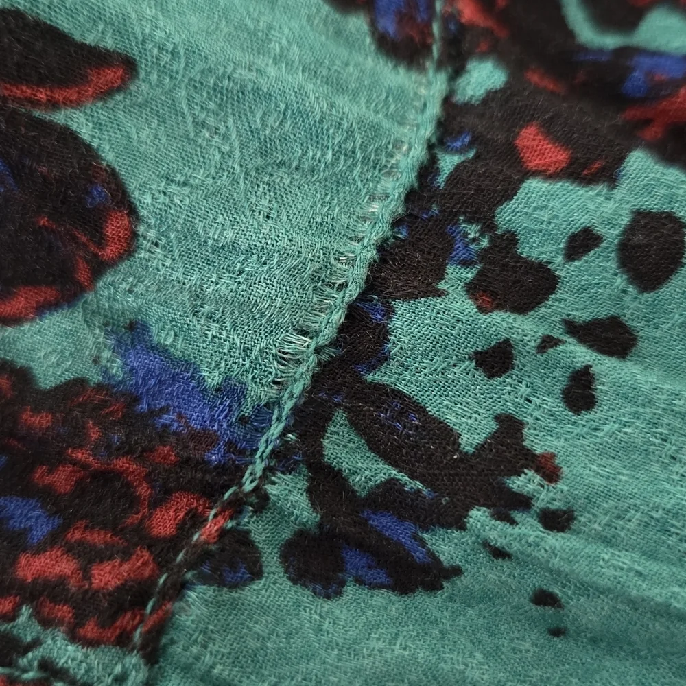 Free People Hilary Floral‎ Teal Long Sleeve Women's Top